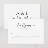 Remerciements Carte de réponse de mariage à monogramme simple él (Devant / Derrière)