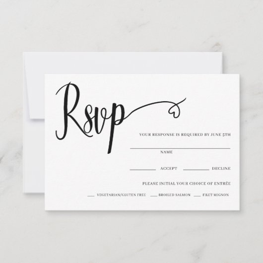 Remerciements Carte de réponse de mariage à script cœur minimal (Devant)