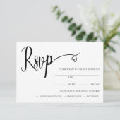 Remerciements Carte de réponse de mariage à script cœur minimal (Debout devant)