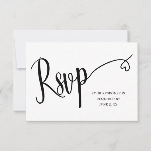 Remerciements Carte de réponse de mariage à script cœur minimal (Devant)