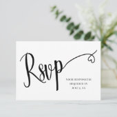Remerciements Carte de réponse de mariage à script cœur minimal (Debout devant)