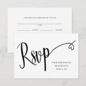 Remerciements Carte de réponse de mariage à script cœur minimal (Devant / Derrière)