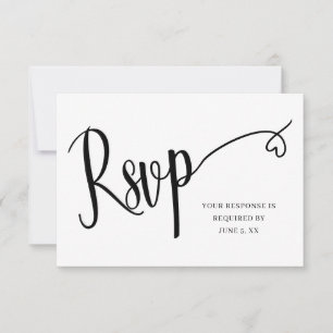 Remerciements Carte de réponse de mariage à script cœur minimal