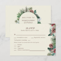 Carte de réponse de mariage Décoration hivernale v