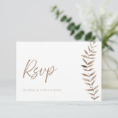 Remerciements Carte de réponse de mariage moderne boho avec code (Debout devant)