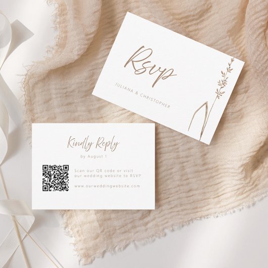 Remerciements Carte de réponse de mariage moderne Boho avec code