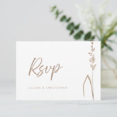 Remerciements Carte de réponse de mariage moderne Boho avec code (Debout devant)
