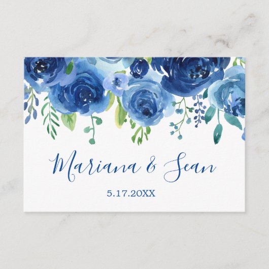 Remerciements Carte de réponse du code QR du Mariage bleu de la (Devant)