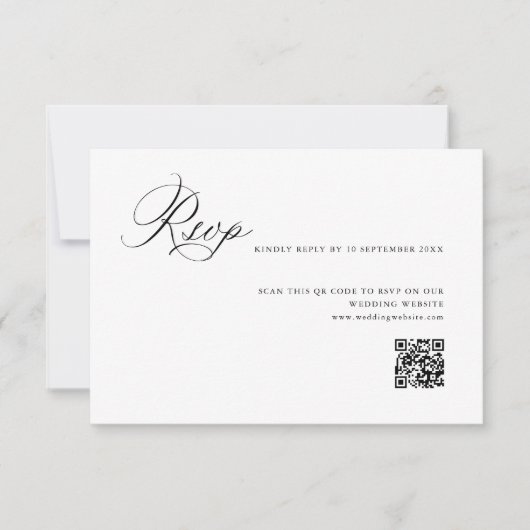 Remerciements Carte de réponse QR code de mariage à calligraphie (Devant)