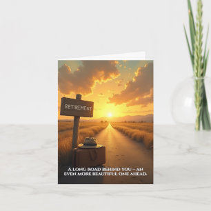 Remerciements Carte de retraite avec route de coucher de soleil 