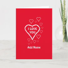Carte de Saint-Valentin pliée rouge avec cœurs bla
