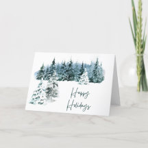 Carte de scène Arbre de Noël en Aquarelle Bleue