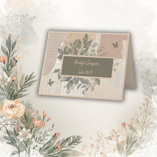 Remerciements carte de séjour mariage boho chic greenery