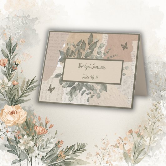 Remerciements carte de séjour mariage boho chic greenery