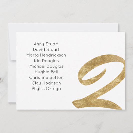 Remerciements Carte de siège Mariage Gold Table 2 (Dos)