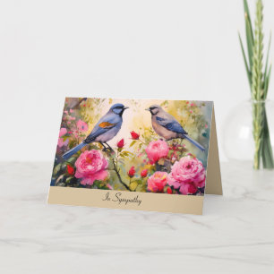 Remerciements Carte de sympathie avec oiseaux et Roses