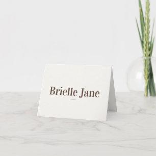 Remerciements Carte de table élégante luxe marron crème minimali
