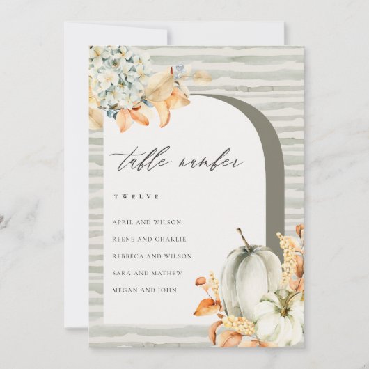 Remerciements Carte de table Rustic Fall Citrouille Leafating Ch (Devant)