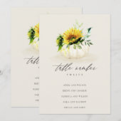 Remerciements Carte de table Rustic Sunflower Citrouille (Devant / Derrière)