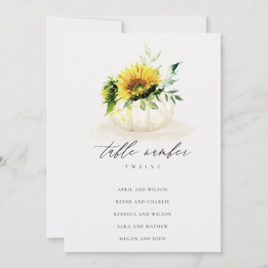 Remerciements Carte de table Rustic Sunflower Citrouille (Devant)