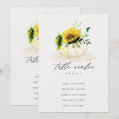 Remerciements Carte de table Rustic Sunflower Citrouille (Devant / Derrière)