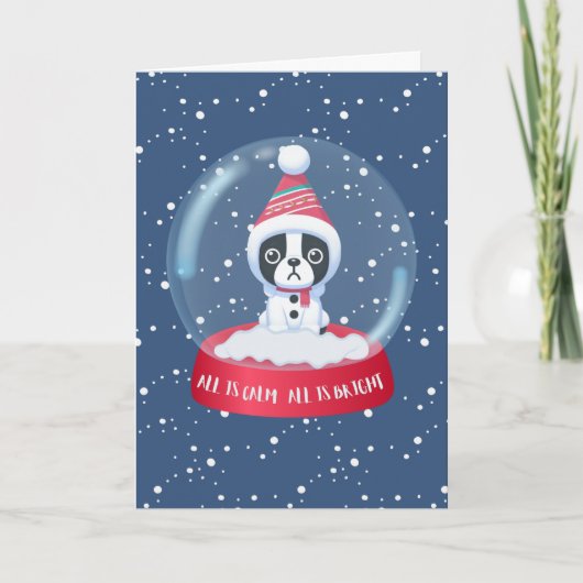 Remerciements Carte de vacances de Boston Terrier Snow globe (Devant)