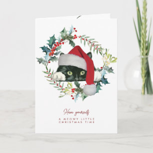 Remerciements Carte de vacances de Noël Cute Cat Meowy