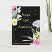 Remerciements Carte de voeux 10ème anniversaire de mariage or (Devant)