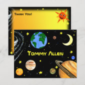 Remerciements Carte de vœux amusante sur l'espace (Devant / Derrière)
