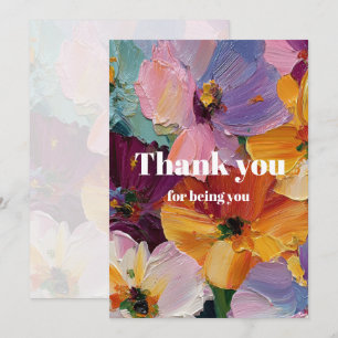 Remerciements Carte de vœux avec peinture florale impasto vibran