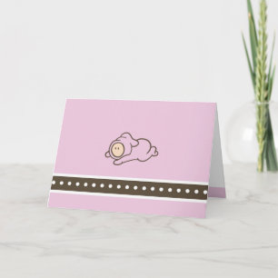 Remerciements Carte de vœux bébé rose et marron Cutietoots