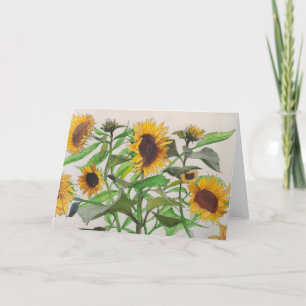 Remerciements Carte de voeux blanche Fleurs de soleil