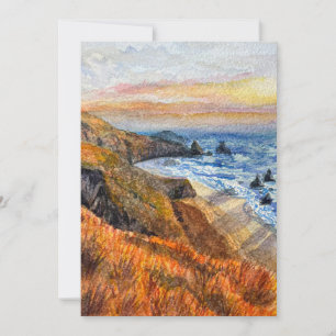 Remerciements Carte de voeux California Beach Sunset Watercolor