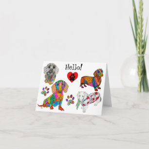Remerciements Carte de voeux Dachshund mignonne et colorée