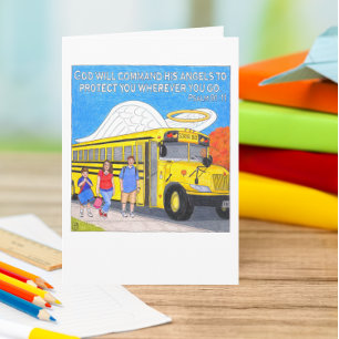 Remerciements Carte de voeux d'ange d'autobus