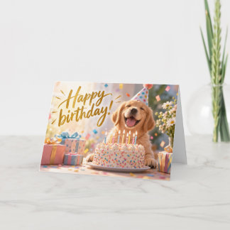 Remerciements Carte de vœux d'anniversaire avec un joli Retrieve