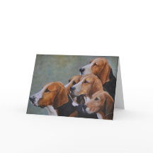 Carte de vœux d'art de chiens Fox Hounds anglais
