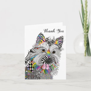 Remerciements Carte de voeux de Cairn Terrier joli et coloré