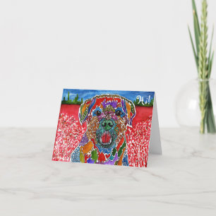 Remerciements Carte de voeux de chien mignonne et colorée Secour