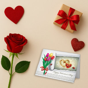 Remerciements Carte de vœux de la Saint-Valentin Tulipe Cœur Dor