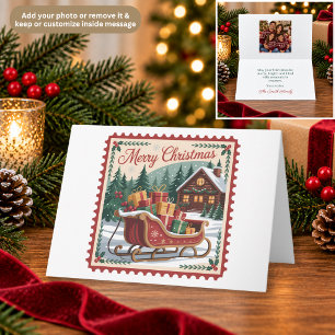 Remerciements Carte de vœux de Noël timbre-poste du traîneau du