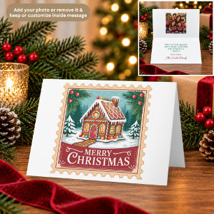 Remerciements Carte de vœux de Noël timbre-poste Maison en pain