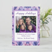 Remerciements Carte de voeux de vacances violet blanc (Debout devant)