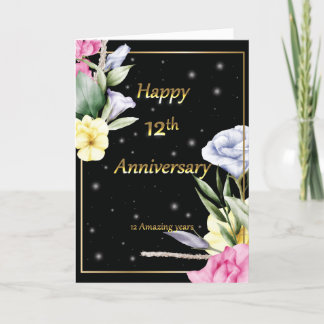 Remerciements Carte de voeux d'or du 12e anniversaire du mariage