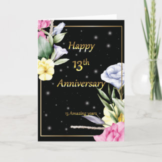 Remerciements Carte de voeux d'or du 13e anniversaire du mariage