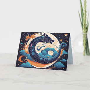 Remerciements carte de vœux dragon de lune