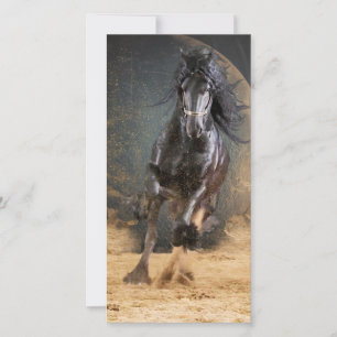 Remerciements Carte de vœux du cheval frison Black Beauty