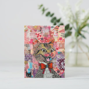 Remerciements Carte de vœux en collage de papiers mixtes avec ch