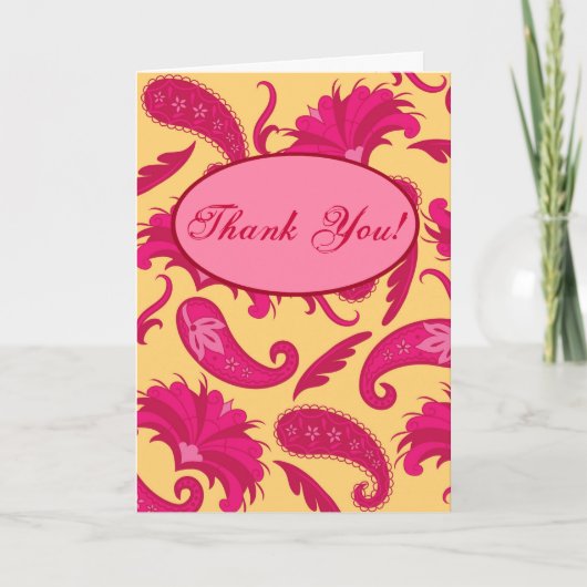 Remerciements Carte de voeux faite sur commande jaune rose (Devant)