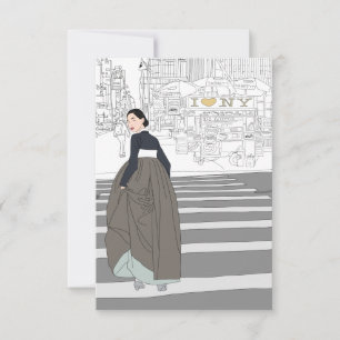 Remerciements Carte de voeux femme Hanbok moderne